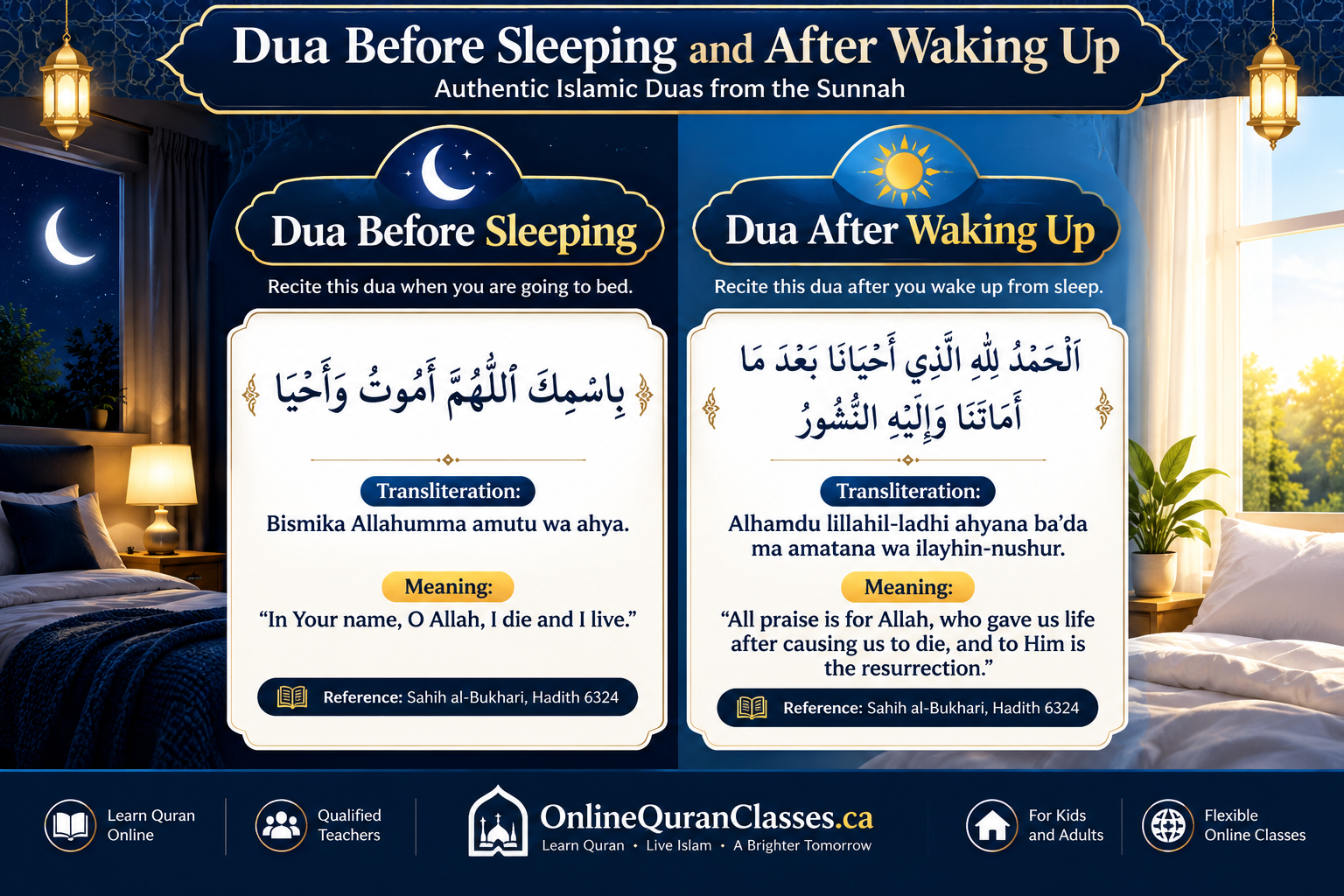 Dua Before Sleeping and After Waking Up